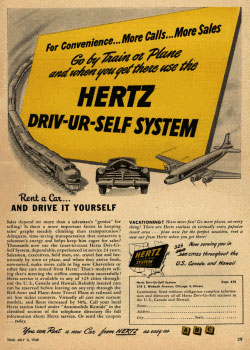 Рекламный плакат компании Hertz 1940-х годов.